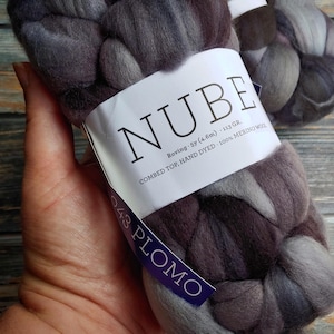 Malabrigo Nube Plomo Merino Wool Roving, Steel Grey Hand Dyed Spinning Fiber for Felting & Weaving