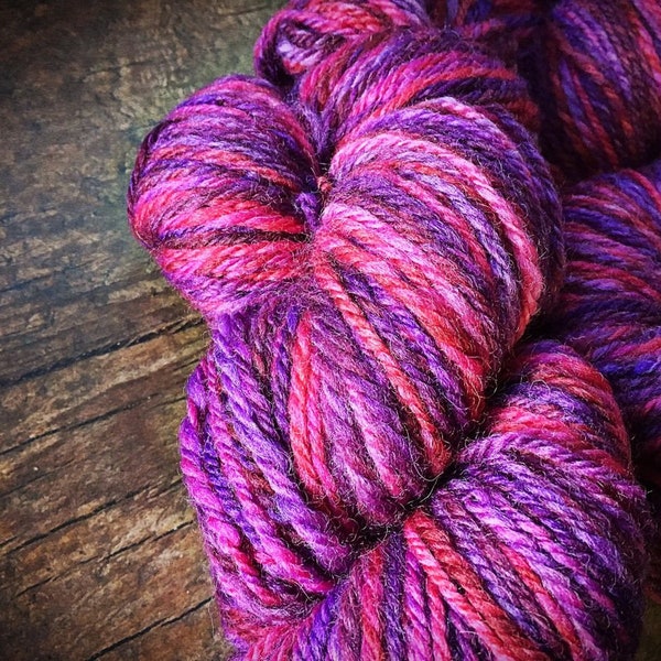 Handspun Art Yarn | Worsted Weight | Perfect for Knitting Crochet | Pink & Purple