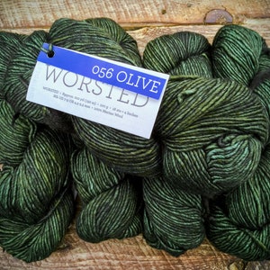 Malabrigo Worsted Wool Yarn Soft Merino, Crochet yarn gift for crafter Olive
