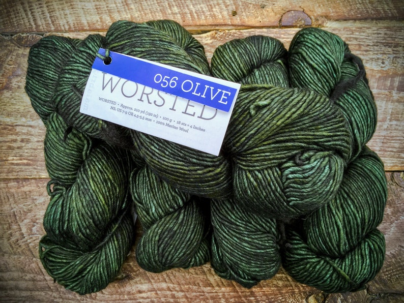 Malabrigo Worsted Wool Yarn Soft Merino, Crochet yarn gift for crafter Olive