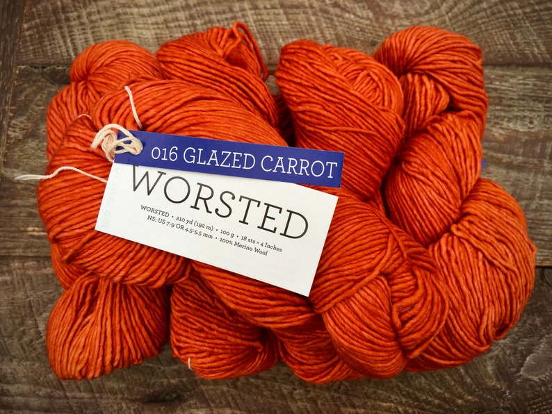 Malabrigo Worsted Wool Yarn Soft Merino, Crochet yarn gift for crafter Glazed Carrot