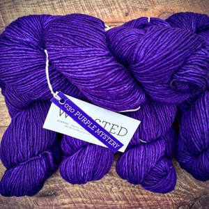 Malabrigo Worsted Wool Yarn Soft Merino, Crochet yarn gift for crafter Purple Mystery