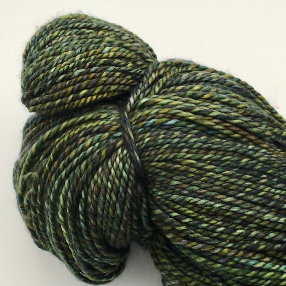Luxury Blue Spruce Handspun Merino Yarn, Fine DK Sport Weight Wool, Artisan Home-Spun Fiber