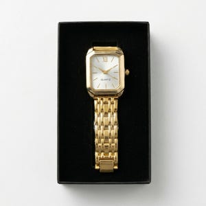 Relógio feminino de quartzo – mostrador retangular elegante e pulseira de aço inoxidável