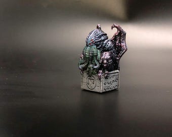 Tecla artesanal Cthulhu – inspirada en los mitos de Lovecraft, Tecla personalizada de personaje, Tecla artesanal, Teclas Cherry MX