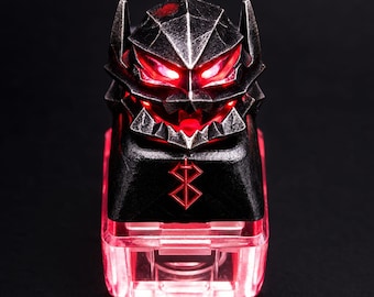 Berserker Armor Wolf Keycap, Handmade Resin Artisan Keycap for Cherry MX, Dark Fantasy Keyboard Gift