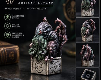 Cthulhu Keycap, Cosmic Horror Artisan Keycap, Lovecraft Inspired Handmade Resin Keycap