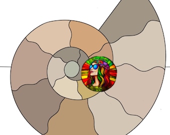 Ammonite Shell Stained Glass Pattern pdf/png