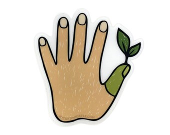 Green Thumb Sticker Light, Plant Lover Sticker, Clear Vinyl Sticker for Plant Lover, Plant Gift, Gardener Gift