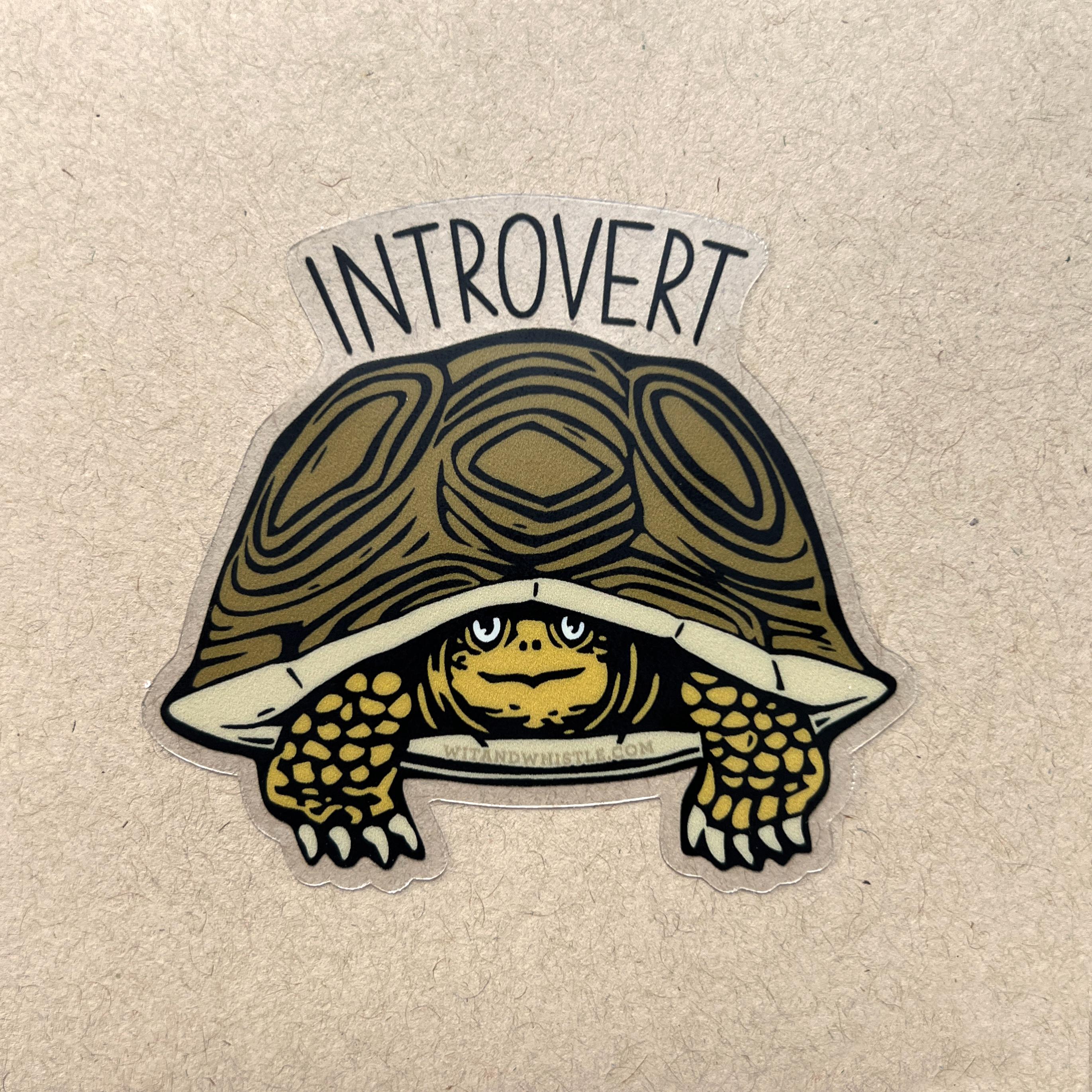 Introvert Sticker, Box Turtle Sticker, Clear Vinyl Sticker for ...