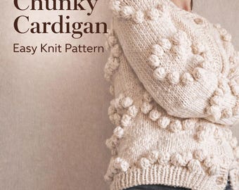 Chunky Knit Cardigan Pattern PDF, Oversized Sweater Knitting Pattern, Easy Beginner Cardigan, Cozy Knit Jacket, Instant Download