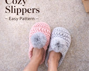 Cozy Crochet Slippers Pattern PDF, Quick Easy Slippers, Chunky Home Slippers DIY, Beginner Crochet Gift, Instant Download