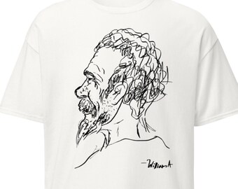 Original Art.  Original Sketch.  Man's Face with Beard.  Unisex classic tee