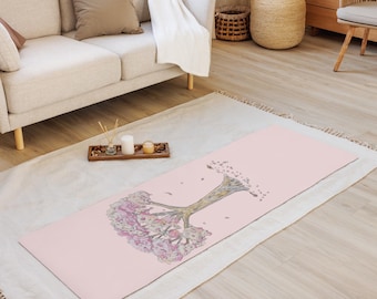 Original Art.  Cherry Tree.  Soft Pink Yoga mat