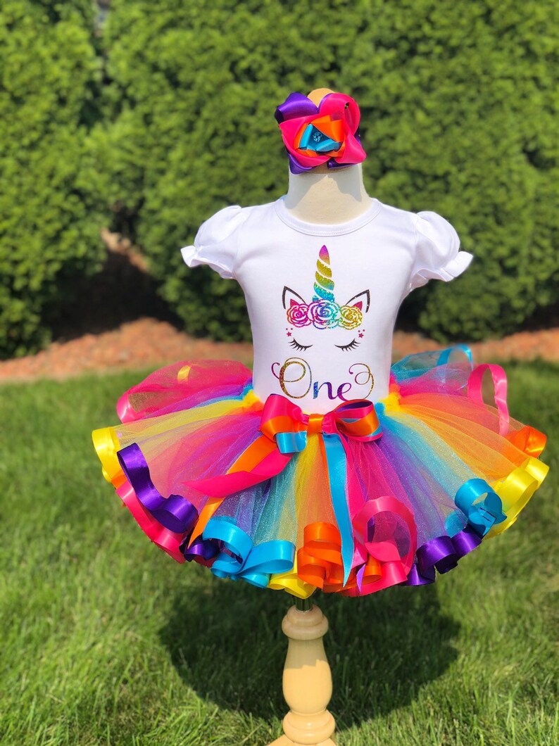 Unicorn Birthday Tutu Outfit Birthday Dress Up Custom Any Name Any Age