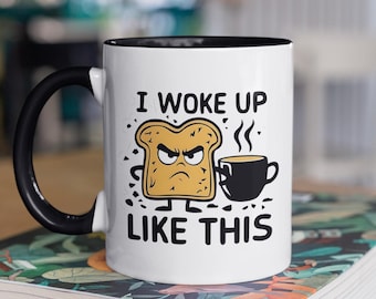 Taza de café "Me desperté así" - Taza divertida y sarcástica - Taza con frase con la que te identificarás - Regalo para ella/él