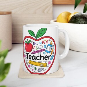 Teacher Apple Coffee Mug - Best Teacher Ever Gift - Thank You Teacher Cup