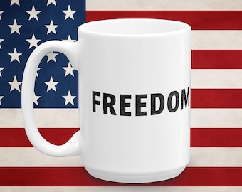 VRIJHEID koffiemok, patriottische Amerikaanse mok, USA Pride, uniek vrijheidscadeau, 4 juli beker, Independence Day mok, veteraan cadeau