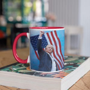 Donald Trump Fight Mug | Patriotic MAGA Coffee Cup | Conservative Gift Idea | USA Flag Drinkware | Trump Fan Present