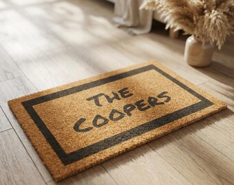 Felpudo personalizado con nombre de familia/felpudo de bienvenida para inauguración de la casa