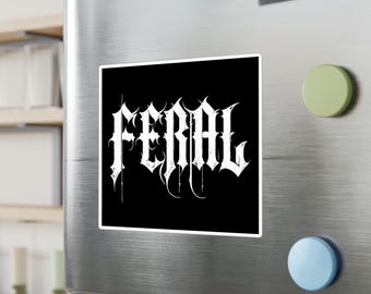Feral Kiss-Cut Vinyl Decals, Unique Stickers for Personalization, Cool Gifts for Animal Lovers, Laptop/Wall Decor, Edgy Home Decor