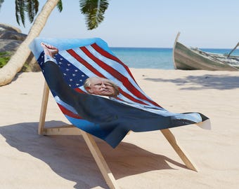 Donald Trump Fight Beach Towel | Patriotic MAGA Beach Decor | USA Pool Towel | Conservative Gift Idea | Trump Fan Summer Accessory
