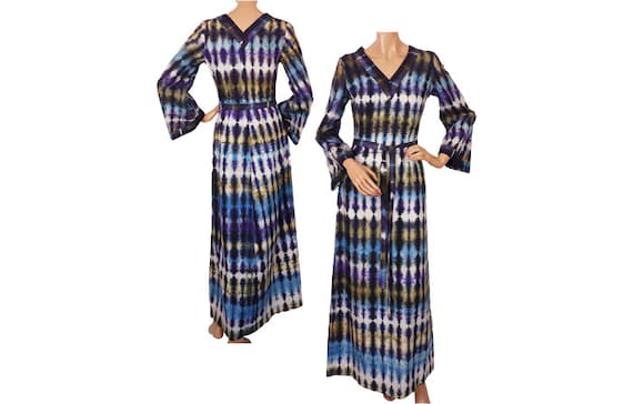 Vintage 1960s Boho Hippie Dress Tie Dye - Maxi Dre