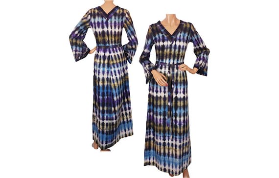 Vintage 1960s Boho Hippie Dress Tie Dye - Maxi Dr… - image 1