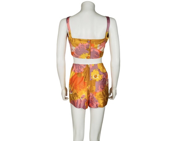 Vintage 1960s Resort Play Suit Set Two Piece with… - image 2
