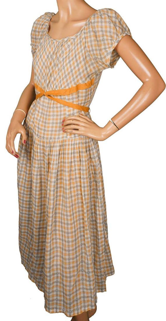 Vintage 1930s Gingham Cotton Dress, Country Girl … - image 5