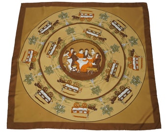 Vintage Seidentuch von Hermes Jeu des Sammelbus Hugo Grygkar 35 ”- VFG