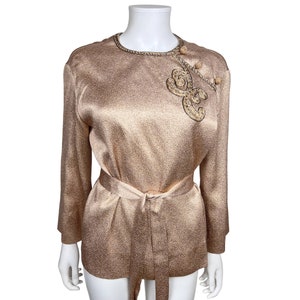 1960s 70s Vintage Christian Dior Boutique Blouse Hostess Top Size L VFG