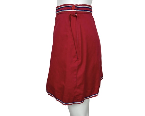 Vintage 1970s Skort Shorts Skirt Red Cotton Size M - image 3