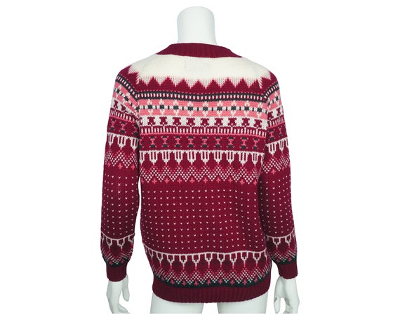 Vintage 1970s Cardigan Sweater Nordic Pattern Cor… - image 2
