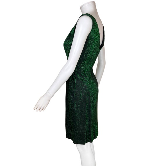 Vintage 1960s Emerald Green Dress Sparkly Metalli… - image 3