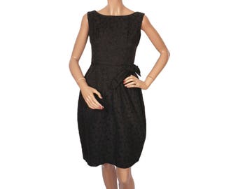 Vintage 1960s Brocade Cocktail Dress - LBD - Little Black Dress - Size S - VFG