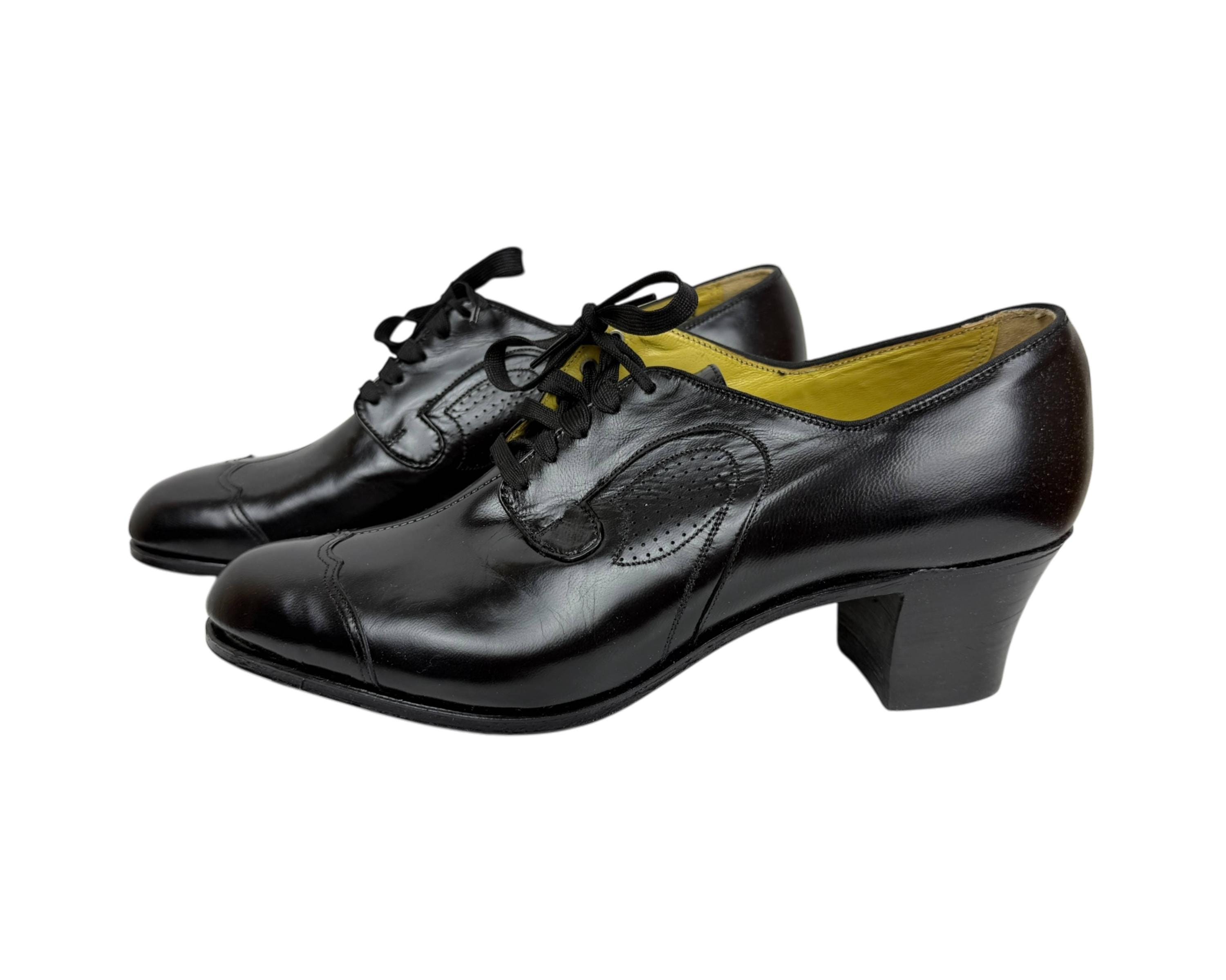 Vintage 1950s Anatomic Shoes Ladies Black Leather Morgans Montreal 7 B Excellent