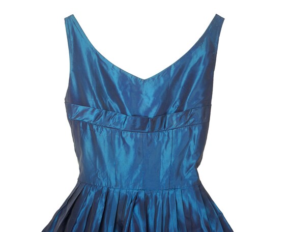 Vintage 1950s Henri Bendel NY Blue Silk Taffeta D… - image 4