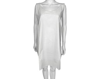 Ancienne chemise de nuit en coton blanc des années 1920 avec broderie, taille L XL