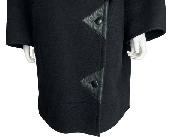 Vintage 1970s Courreges Paris Black Wool Coat Mad… - image 6