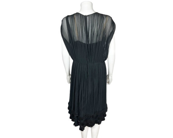 Vintage 1960s Cocktail Dress Pleated Black Silk C… - image 4