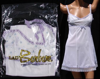 Vintage 1960s Mini Full  Slip Lavender and White Unused NOS Size 34