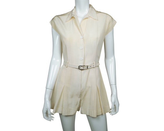 Vintage 1930s 40s Tennis Uniform Dress Playsuit On