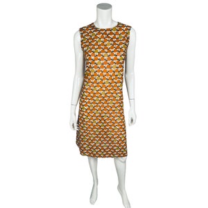 Vintage 1960s Cotton Shift Dress Apple Novelty Print Size S - VFG