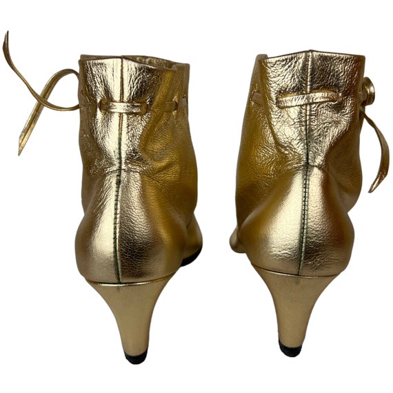 Vintage Unused 1960s Ankle Boots Gold Leather Boo… - image 6