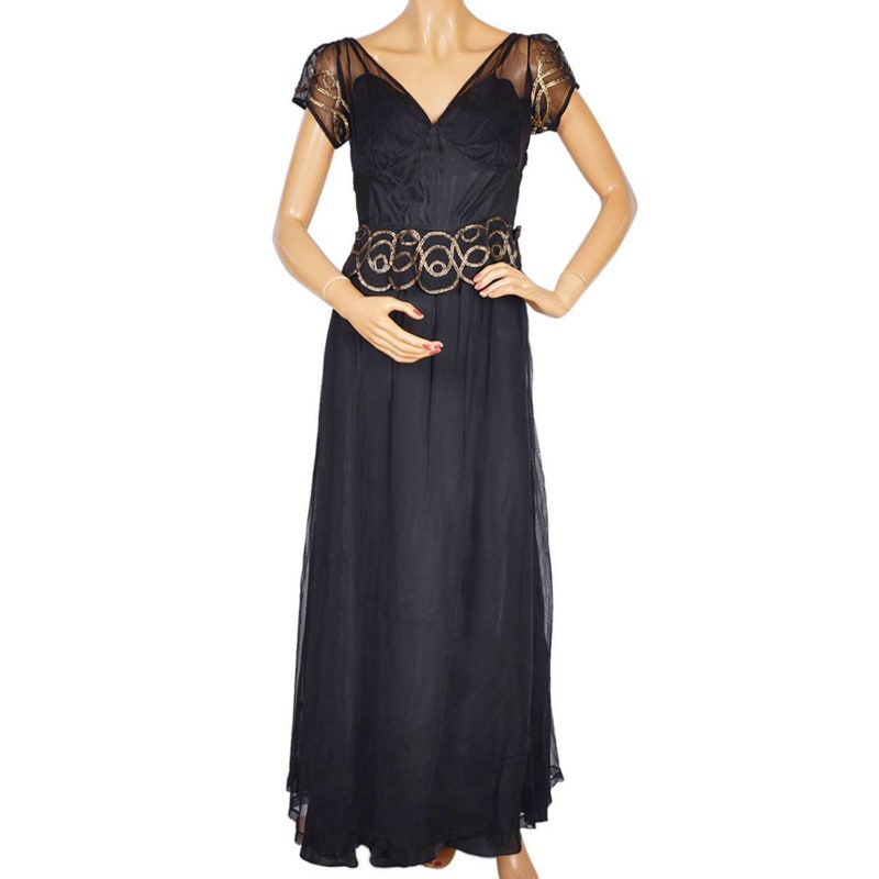 Vintage 1930s Black Tulle Dress