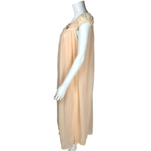 Vintage 1960s Negligee Nylon Peignoir Set Nightie & Robe Peach Size M VFG image 4