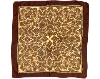 Vintage 1960s Liberty Seidenschal Paisley Muster Braun Gelb Quadrat 23 ”