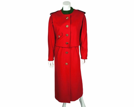 Vintage Lodenfrey Red Wool Coat w Vest Austria Ladies… - Gem