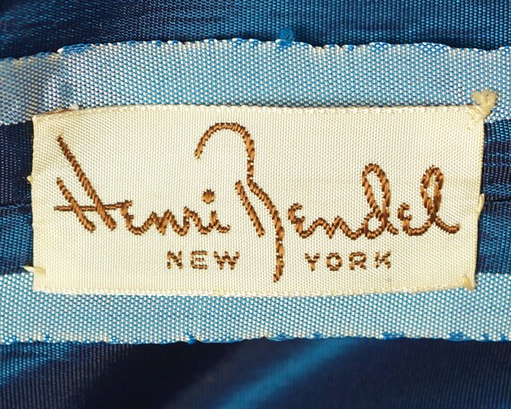 Vintage 1950s Henri Bendel NY Blue Silk Taffeta D… - image 5